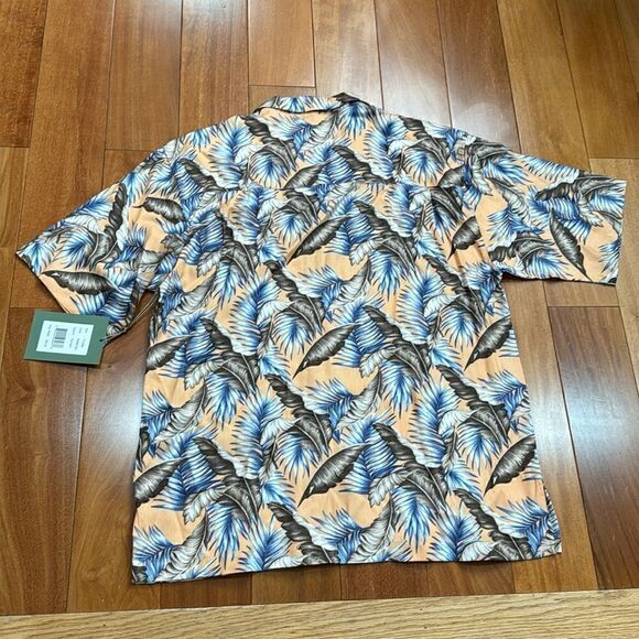 NWT Hawaiian Tropic Mens Orange Floral Tropical Short Sleeve Button size XL - Picture 2 of 7